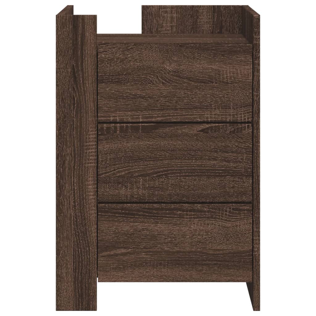 Table de chevet aspect chêne marron 45x50x65 cm en bois