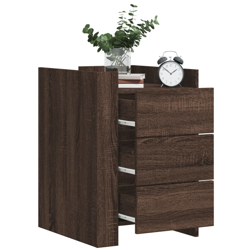 Table de chevet aspect chêne marron 45x50x65 cm en bois