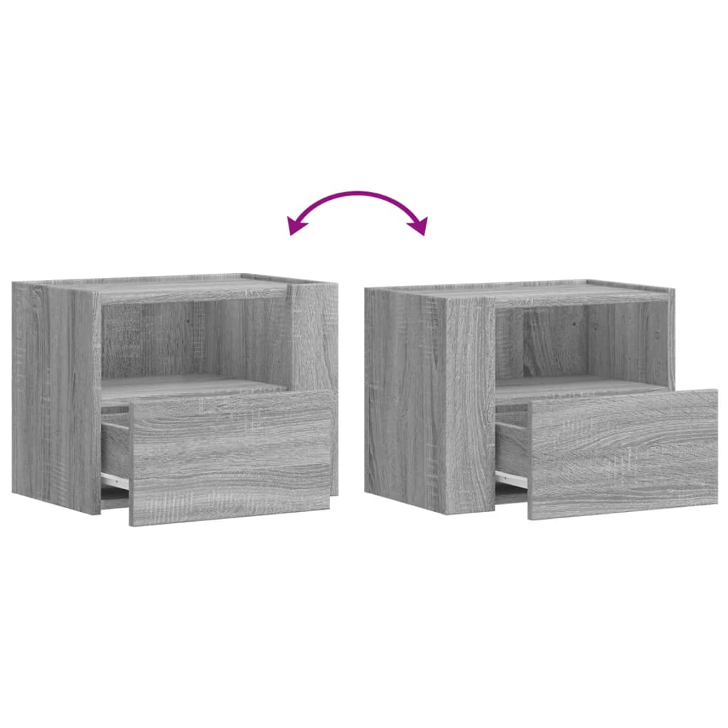 Tables de chevet murales 2 pcs. Gris Sonoma 45x30x35 cm