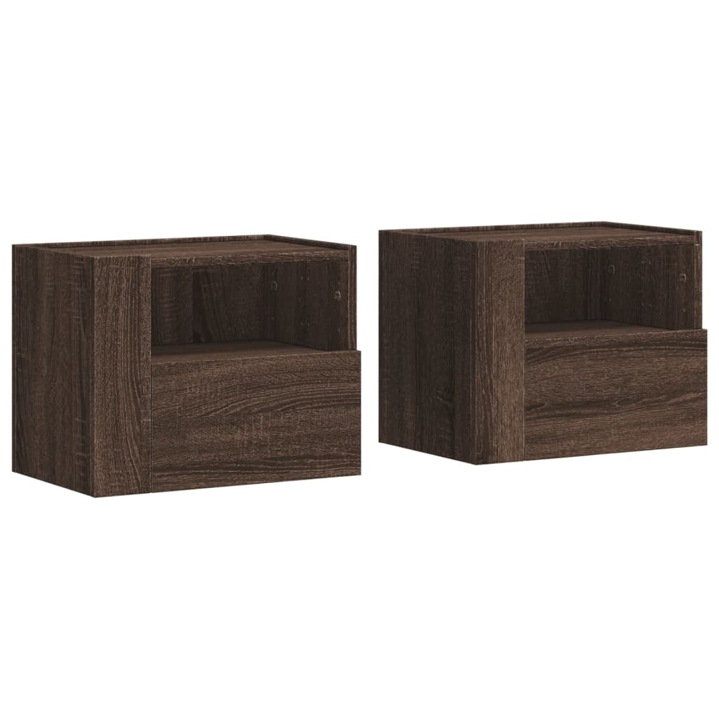 Tables de chevet murales 2 pcs. Aspect chêne marron 45x30x35 cm