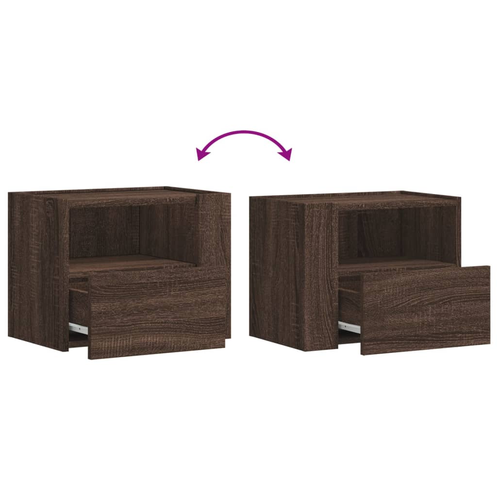 Tables de chevet murales 2 pcs. Aspect chêne marron 45x30x35 cm