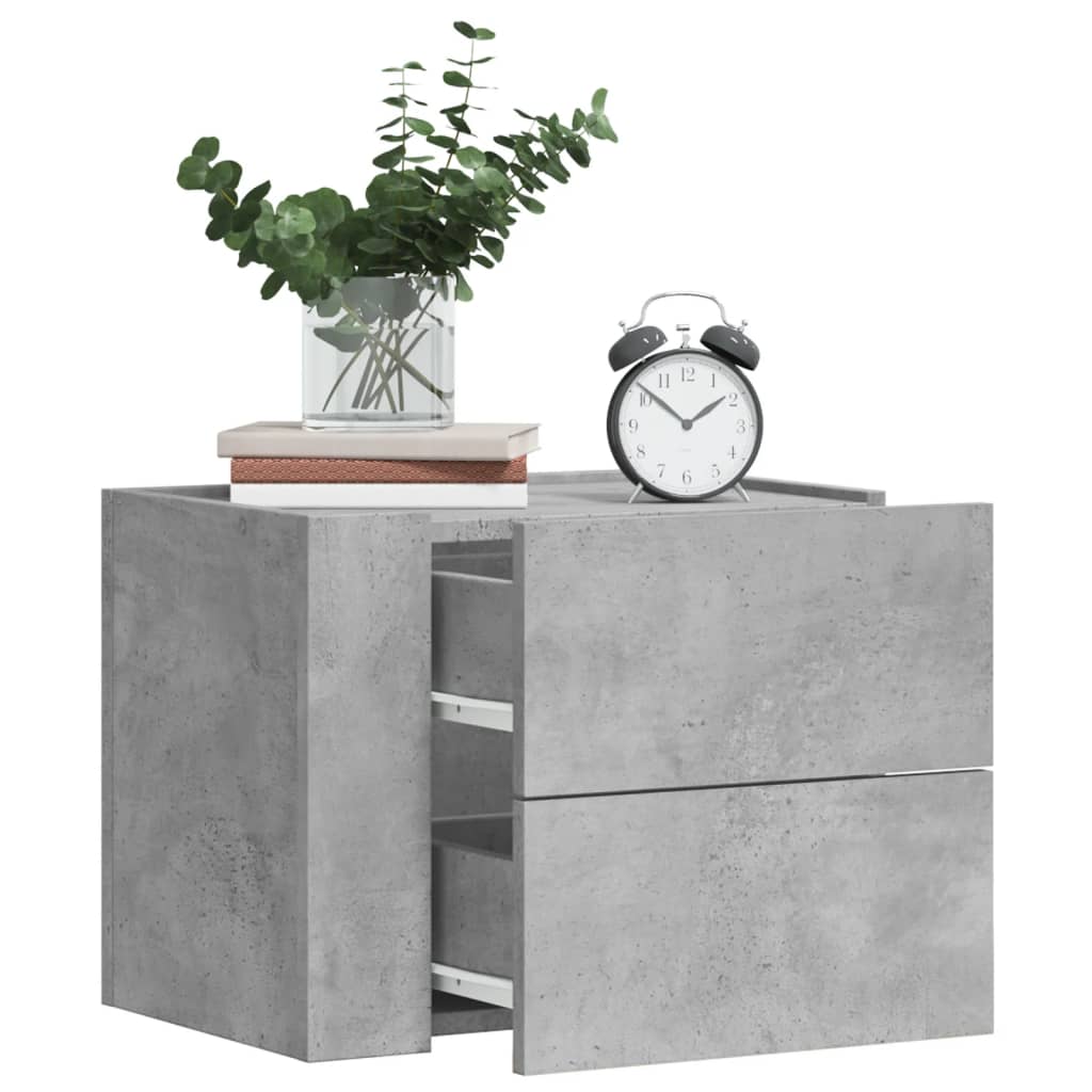 Tables de chevet murales 2 pcs gris béton 45x30x35 cm