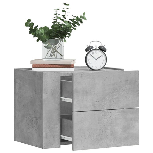 Tables de chevet murales 2 pcs gris béton 45x30x35 cm