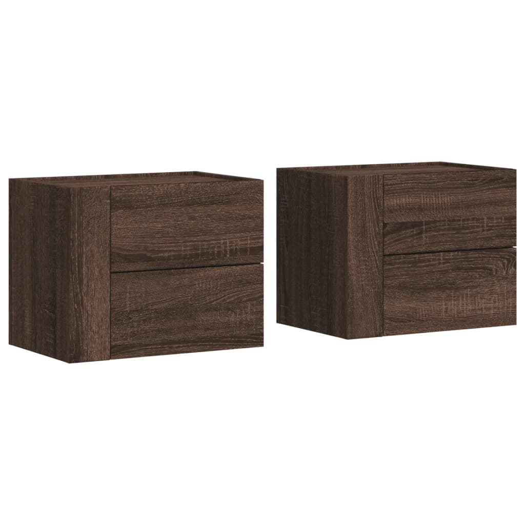 Tables de chevet murales 2 pcs. Aspect chêne marron 45x30x35 cm