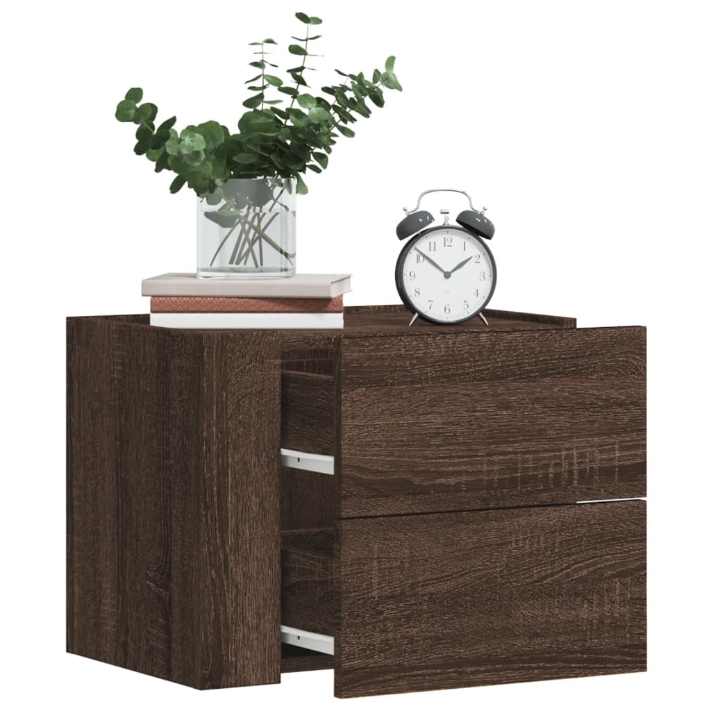 Tables de chevet murales 2 pcs. Aspect chêne marron 45x30x35 cm