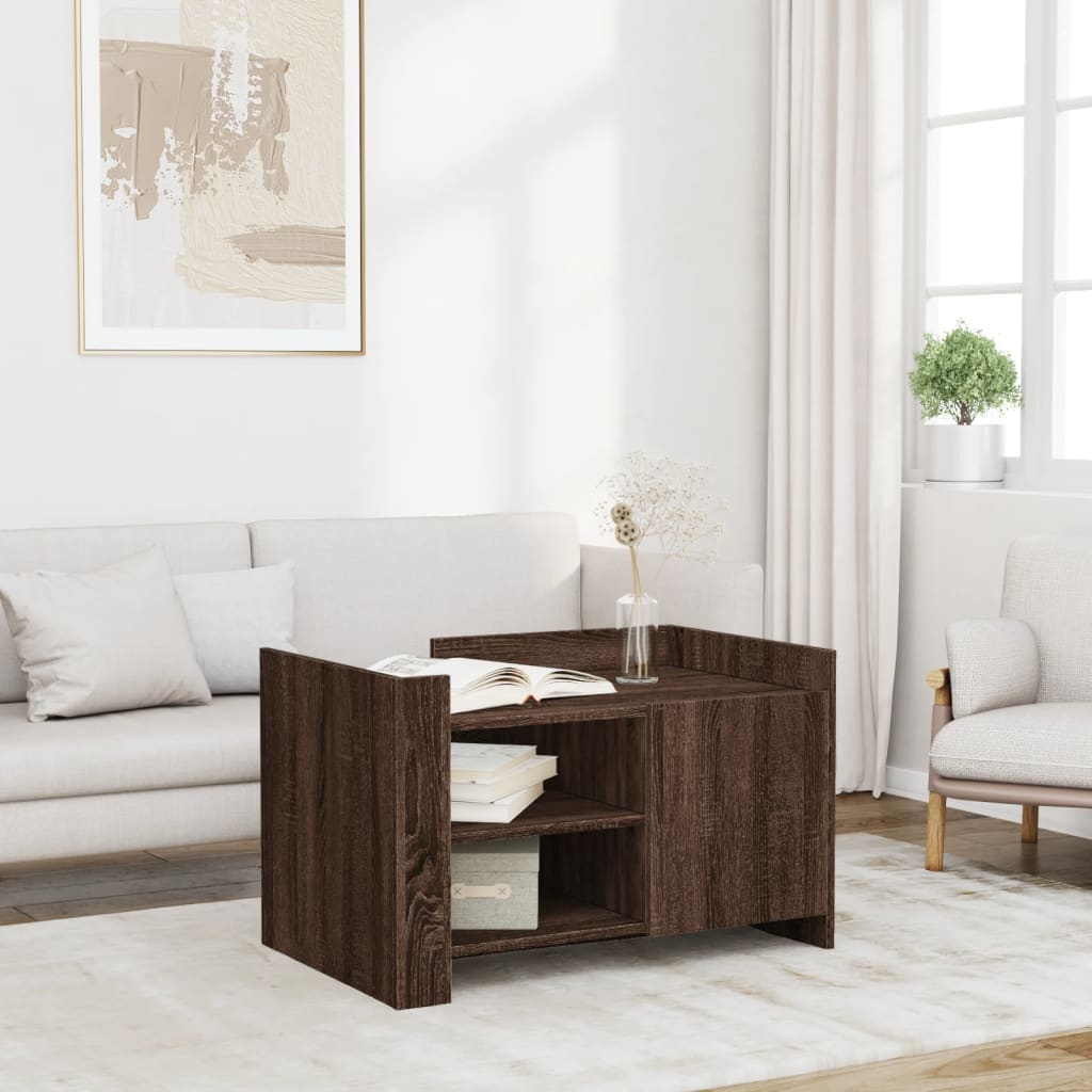 Table basse aspect chêne marron 80x50x50 cm en bois
