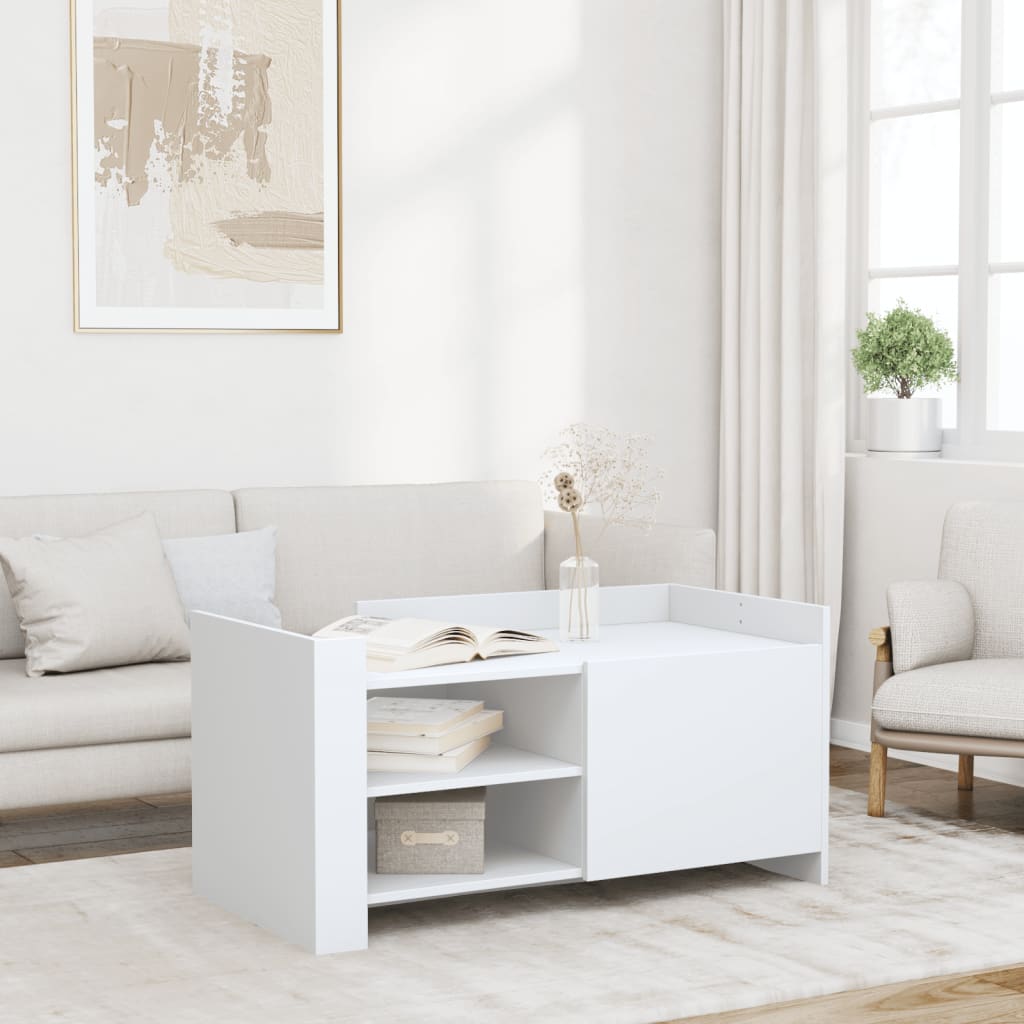 Table basse blanche 100x50x50 cm en bois