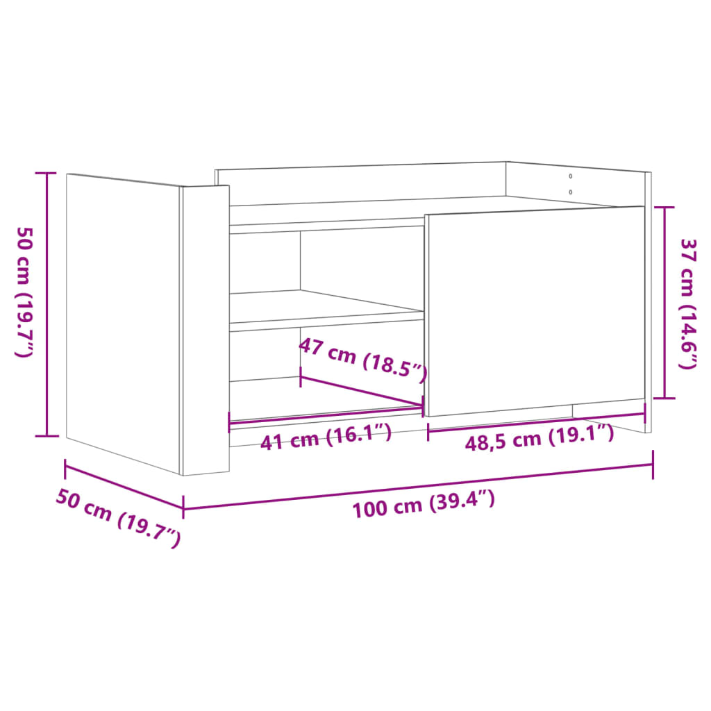 Couchtisch Betongrau 100x50x50 cm Holzwerkstoff