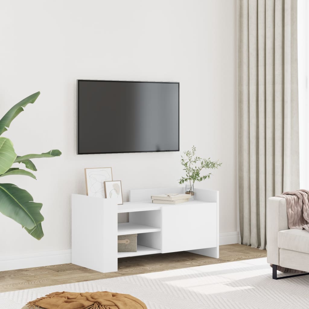 Meuble TV blanc 80x35x40 cm en bois