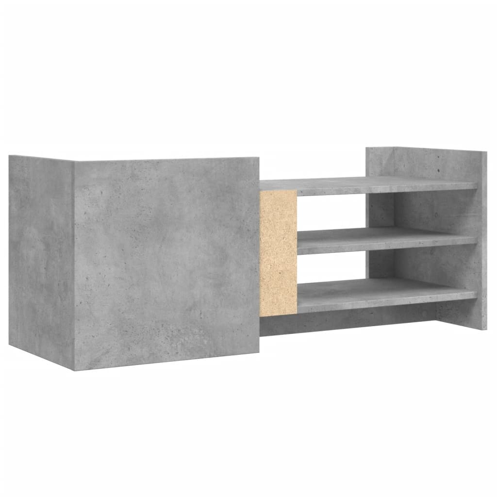 Meuble TV gris béton 100x35x40 cm en bois