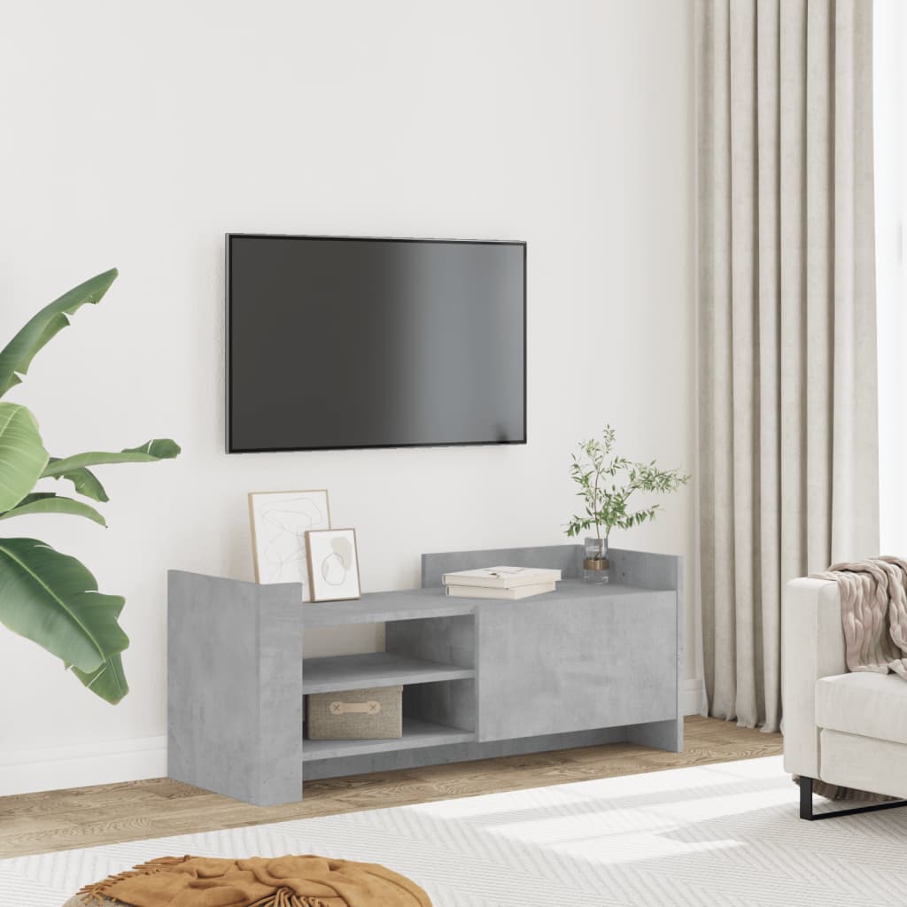 Meuble TV gris béton 100x35x40 cm en bois