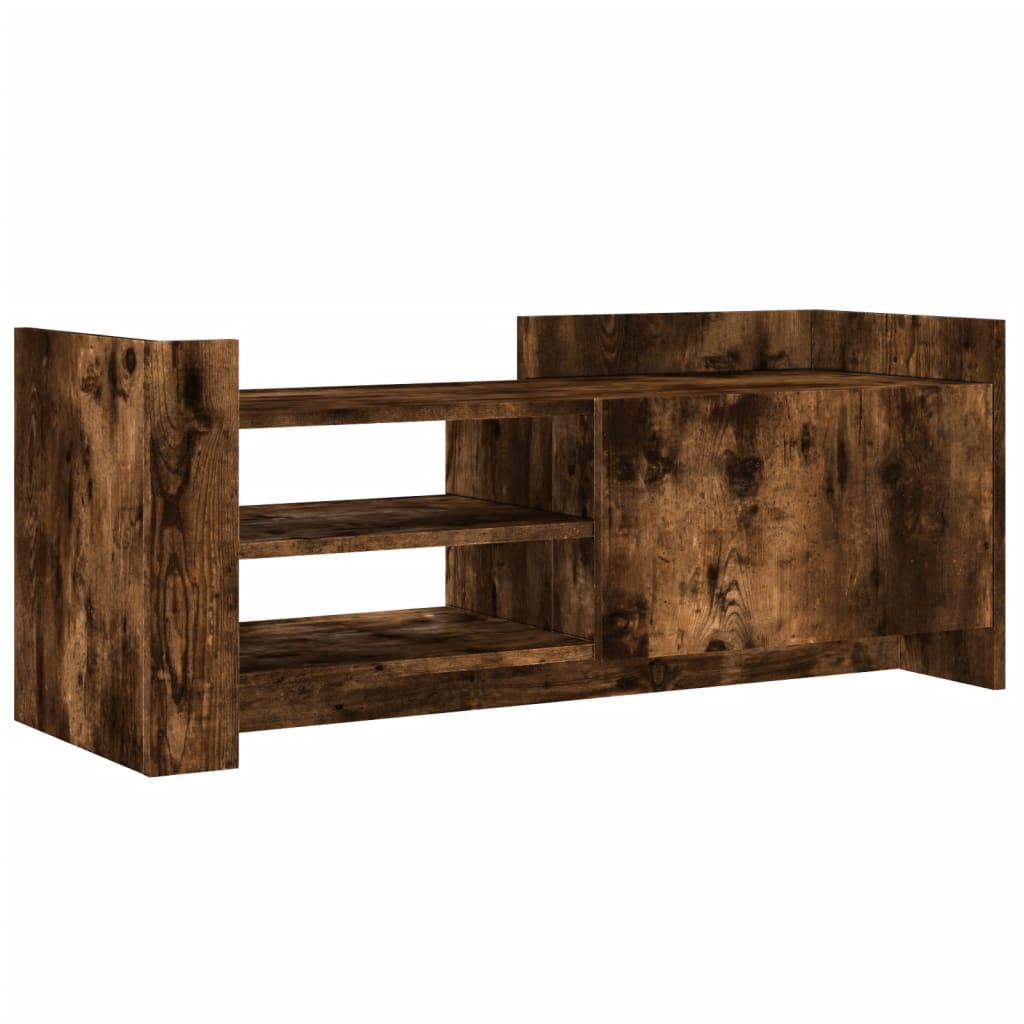 Meuble TV chêne fumé 100x35x40 cm matériau bois
