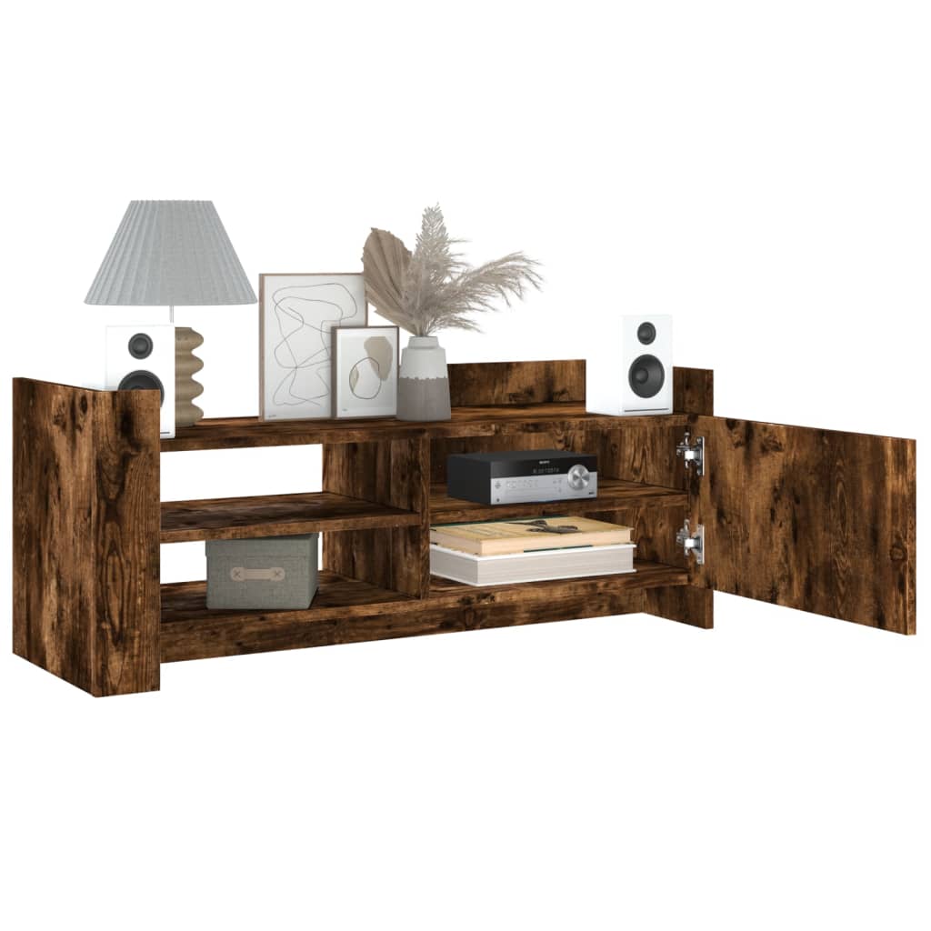 Meuble TV chêne fumé 100x35x40 cm matériau bois
