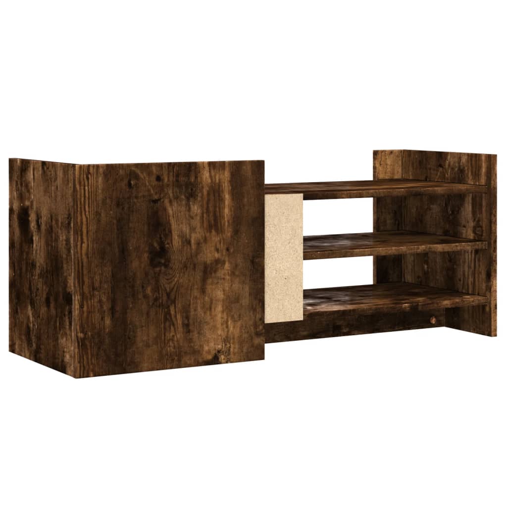 Meuble TV chêne fumé 100x35x40 cm matériau bois