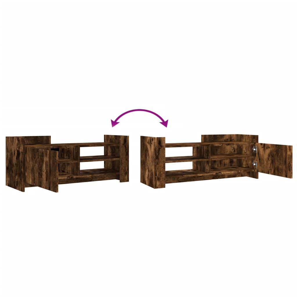 Meuble TV chêne fumé 100x35x40 cm matériau bois