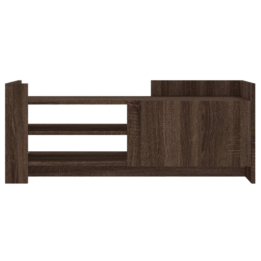 Meuble TV aspect chêne marron 100x35x40 cm matériau bois