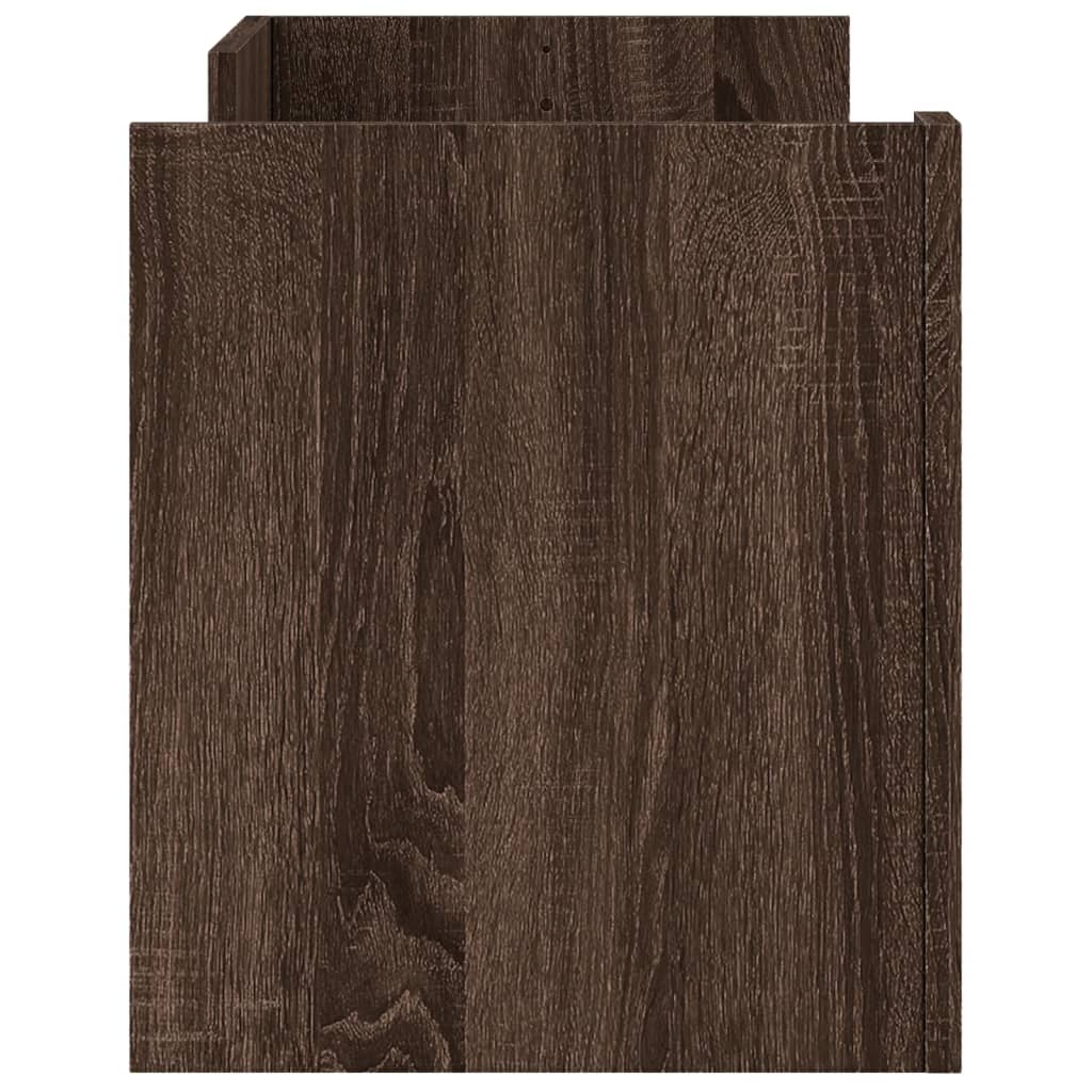 Meuble TV aspect chêne marron 100x35x40 cm matériau bois