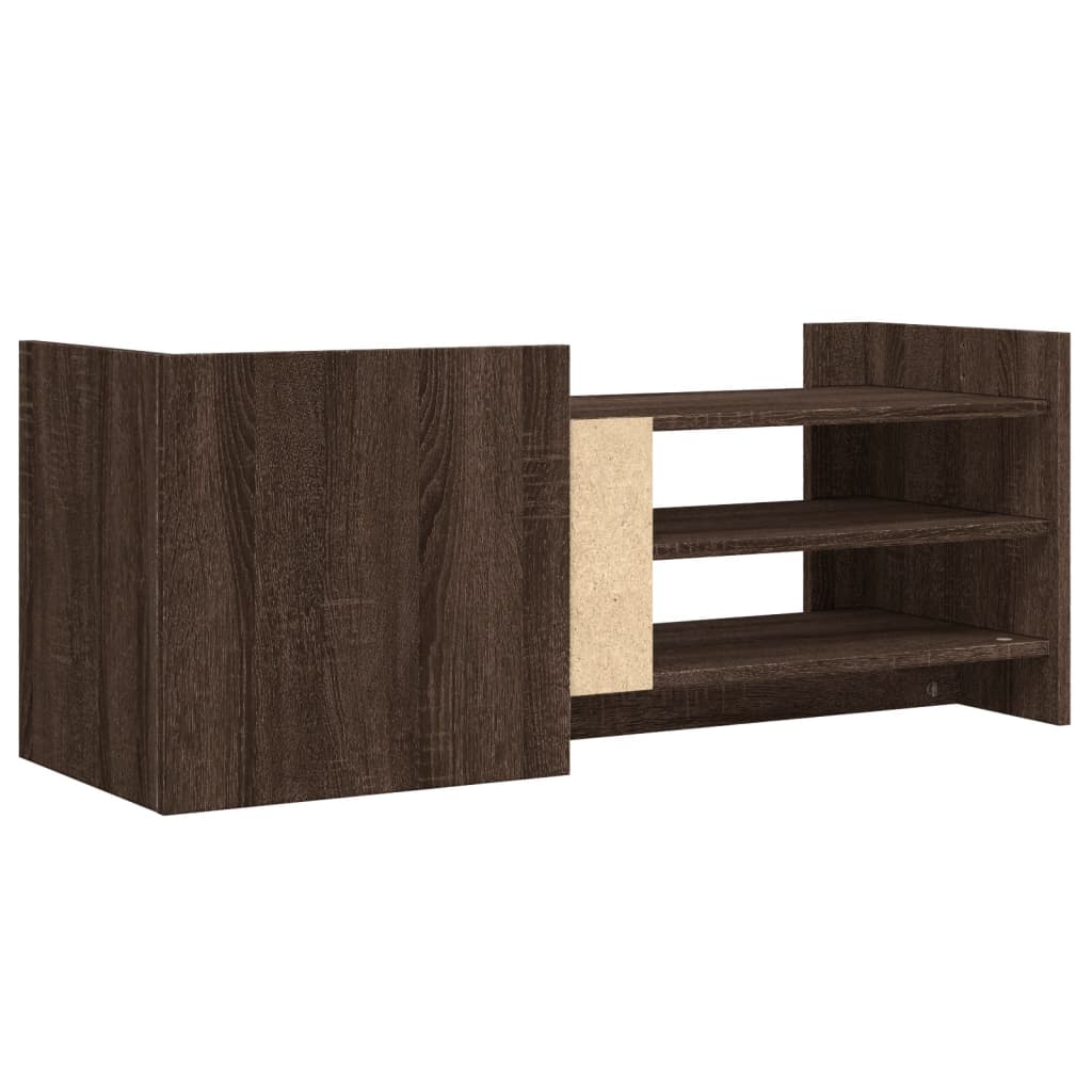 Meuble TV aspect chêne marron 100x35x40 cm matériau bois