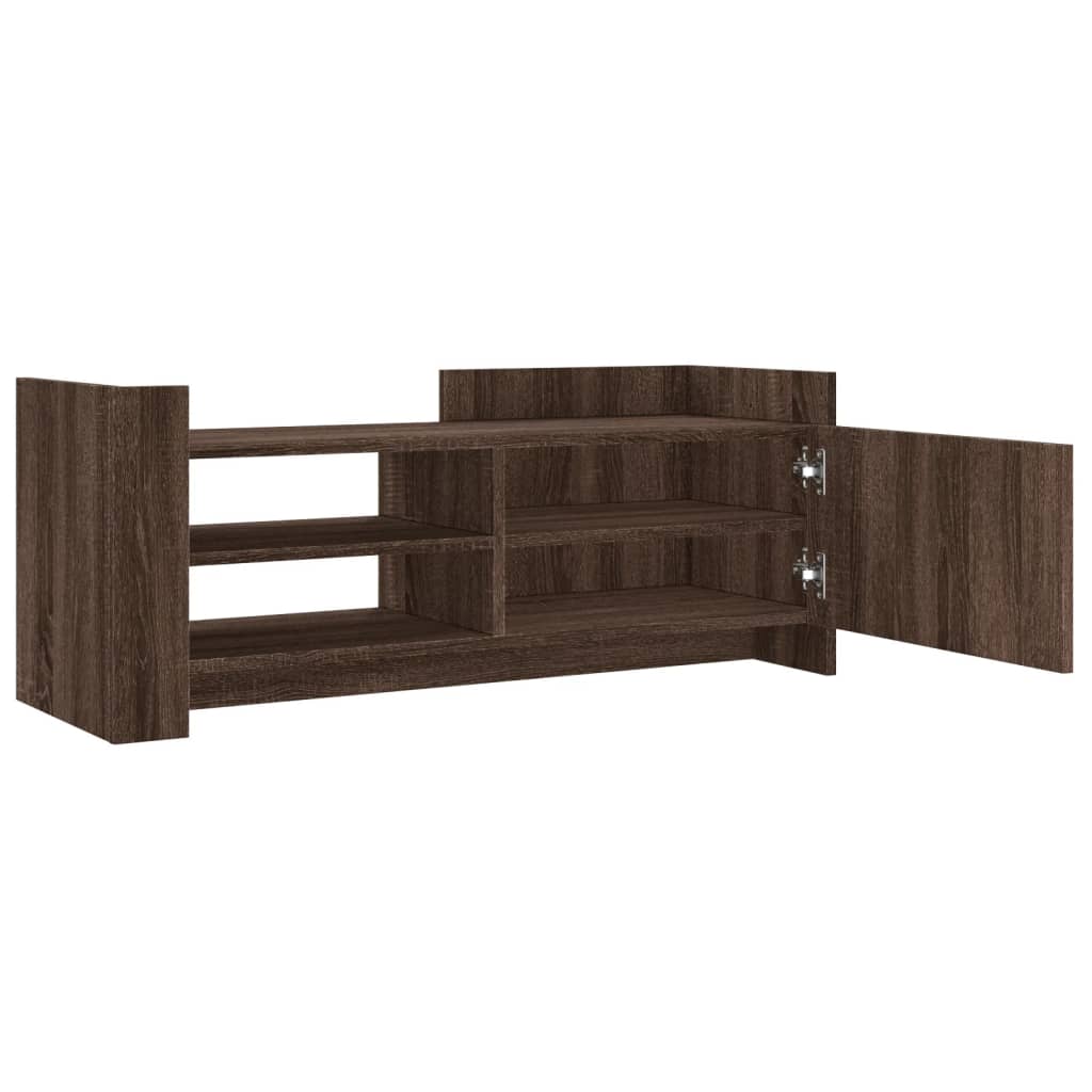 Meuble TV aspect chêne marron 100x35x40 cm matériau bois