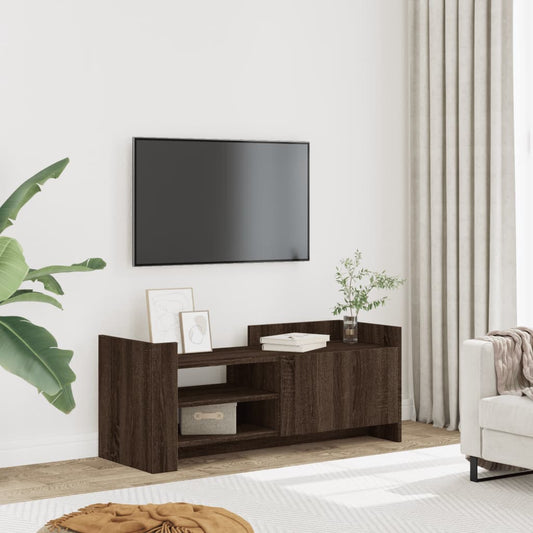 Meuble TV aspect chêne marron 100x35x40 cm matériau bois