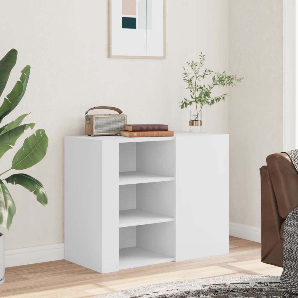 Wall Shelf White 75x35x60 cm Wood Material