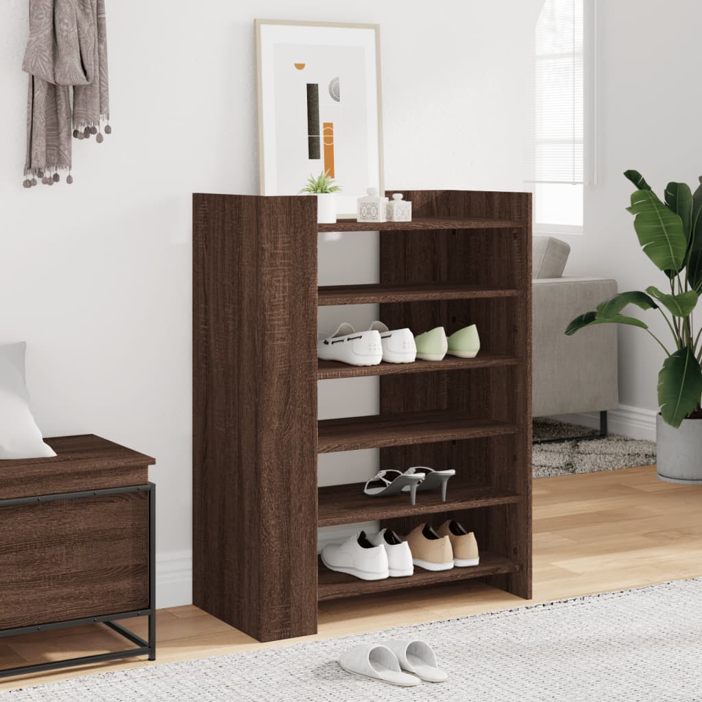 Shoe Cabinet Brown Oak Look 74.5x37.5x100 cm Wood Material