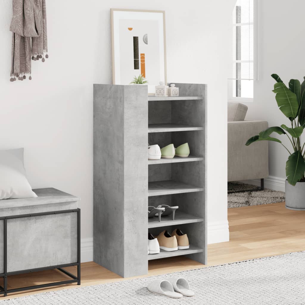 Shoe Cabinet Concrete Grey 52x37.5x100 cm Wood Material
