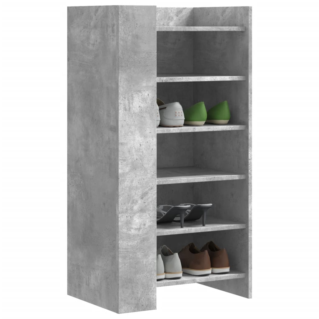 Shoe Cabinet Concrete Grey 52x37.5x100 cm Wood Material