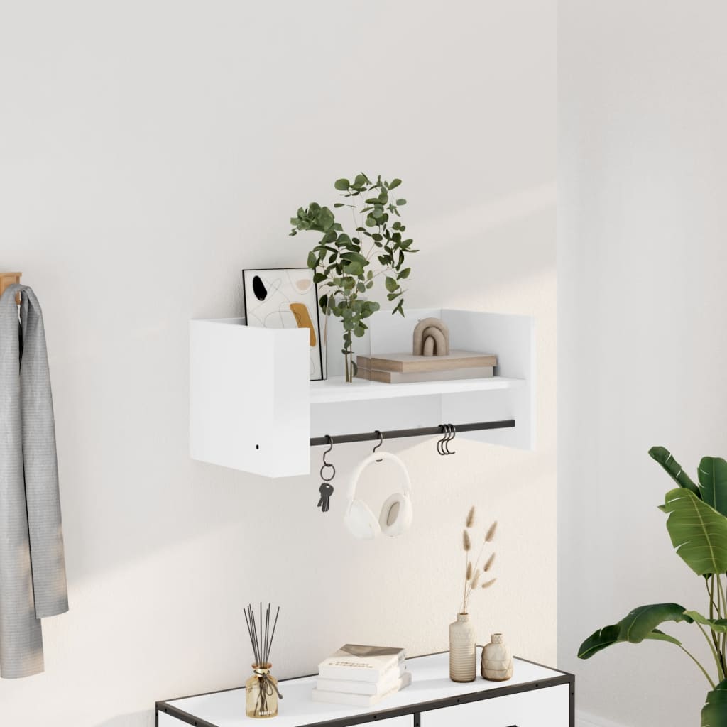 Wall Shelf White 70.5x35x30.5 cm Wood Material