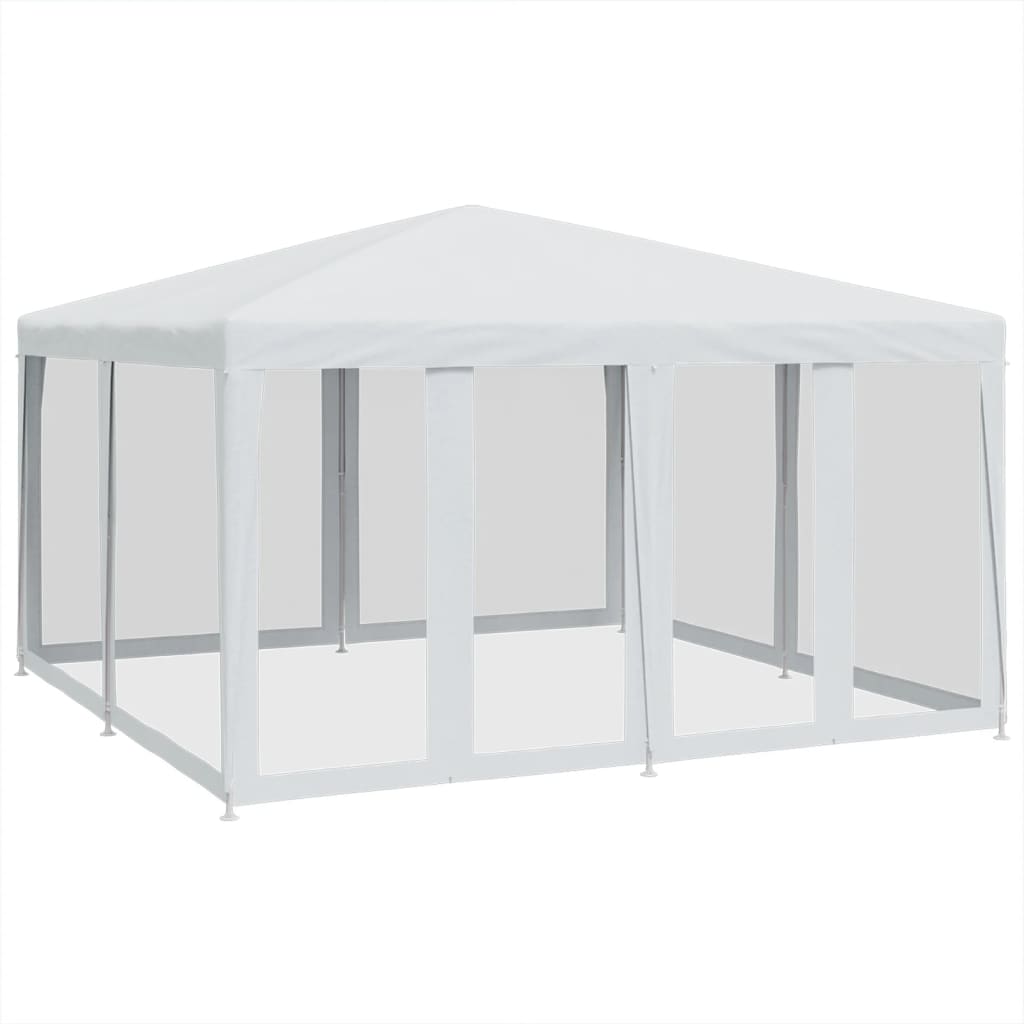 Tente de fête avec 8 panneaux latéraux grillagés blanc 4x4 m HDPE