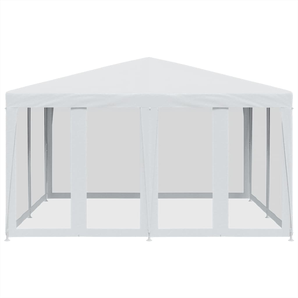 Tente de fête avec 8 panneaux latéraux grillagés blanc 4x4 m HDPE