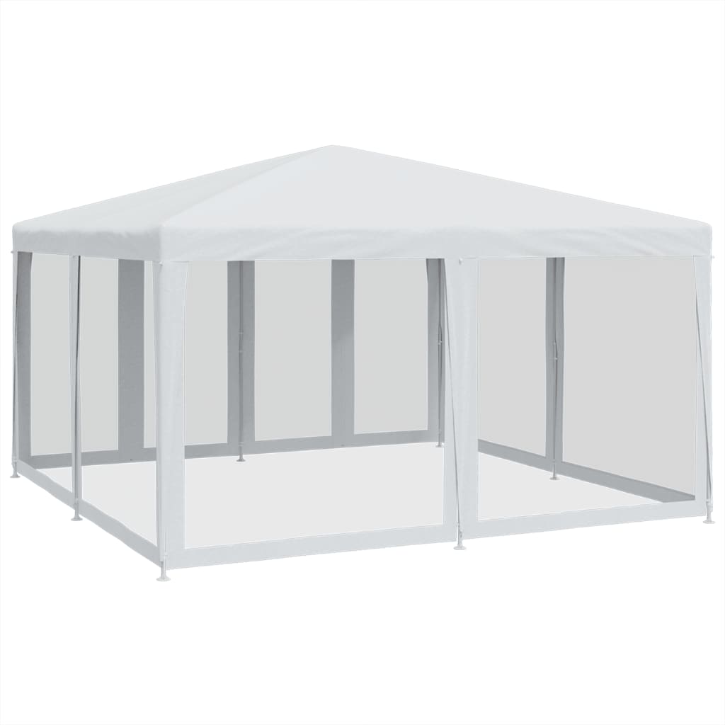 Tente de fête avec 8 panneaux latéraux grillagés blanc 4x4 m HDPE