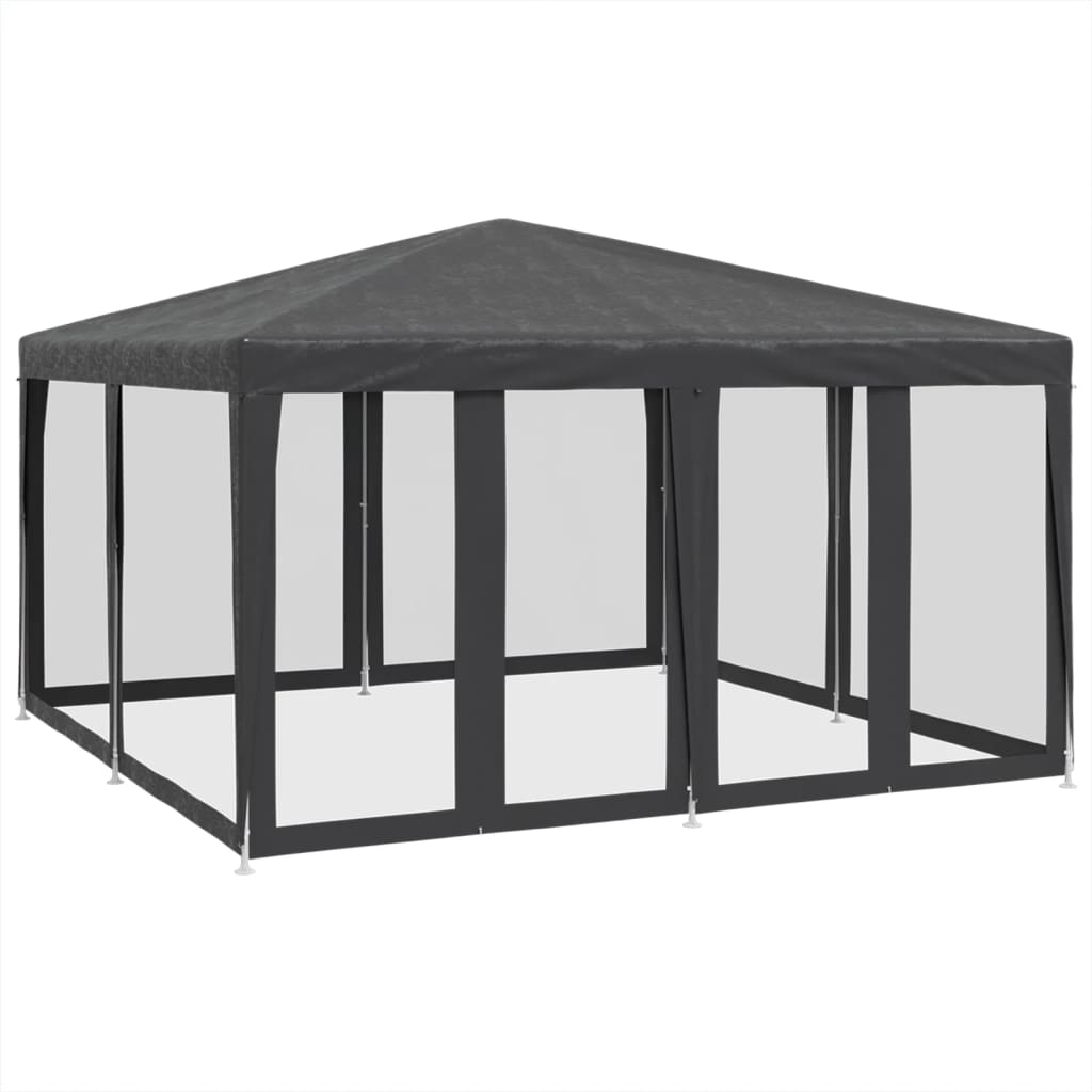 Tente de fête avec 8 panneaux latéraux grillagés anthracite 4x4 m HDPE