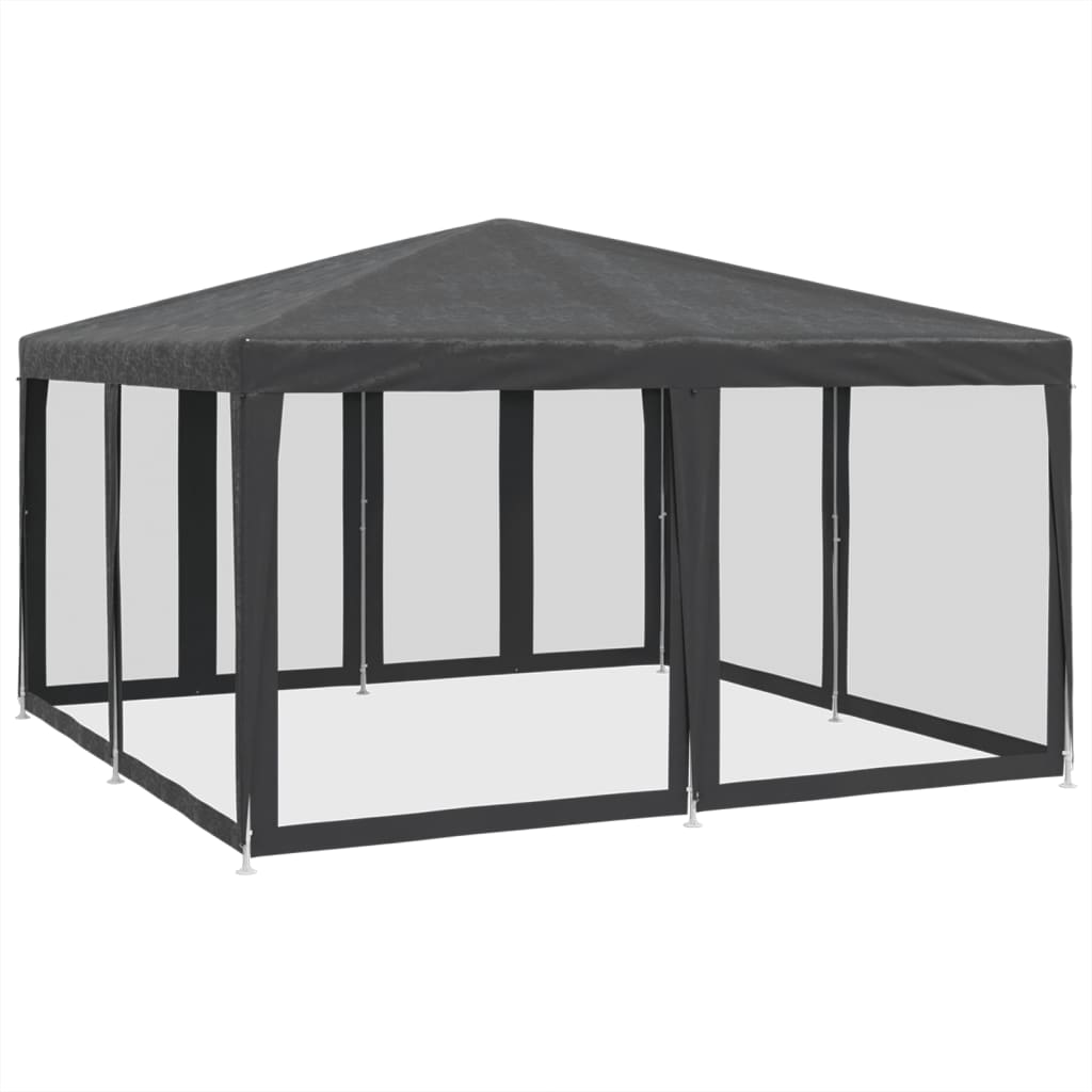 Tente de fête avec 8 panneaux latéraux grillagés anthracite 4x4 m HDPE