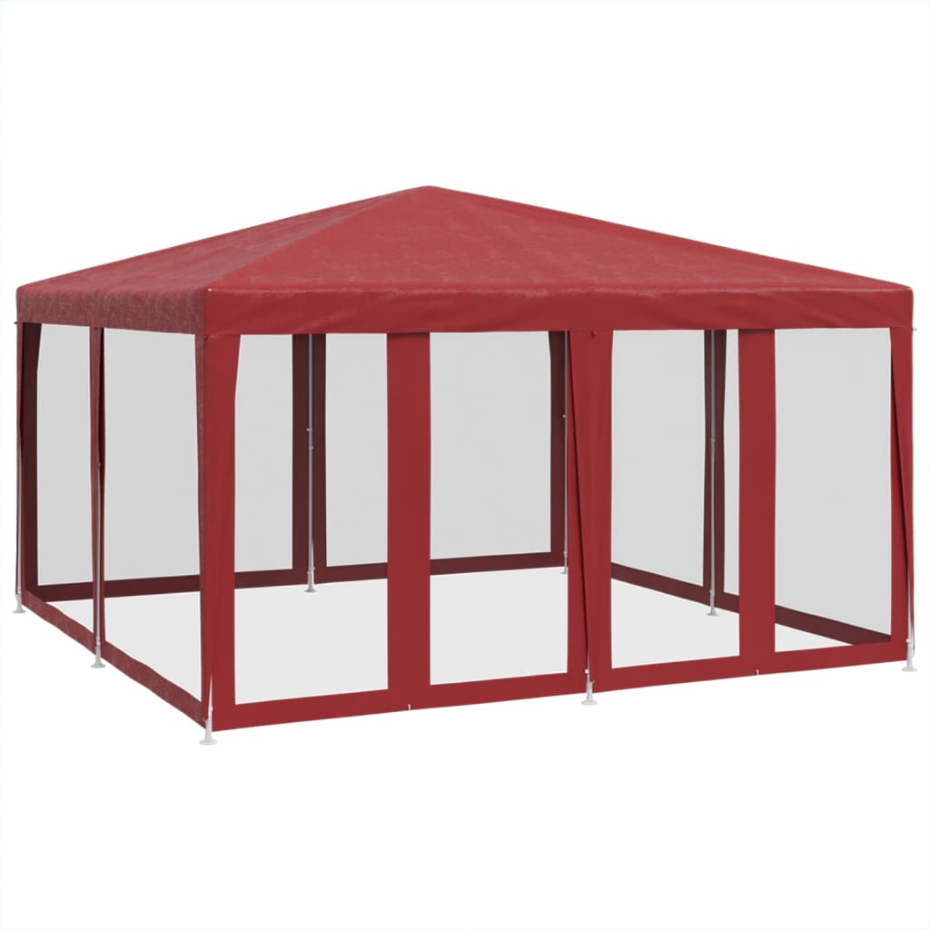 Tente de fête avec 8 panneaux latéraux grillagés rouge 4x4 m HDPE