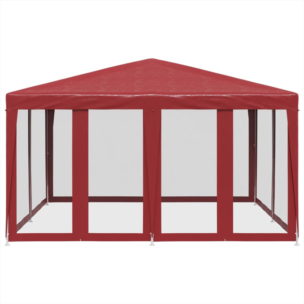 Tente de fête avec 8 panneaux latéraux grillagés rouge 4x4 m HDPE