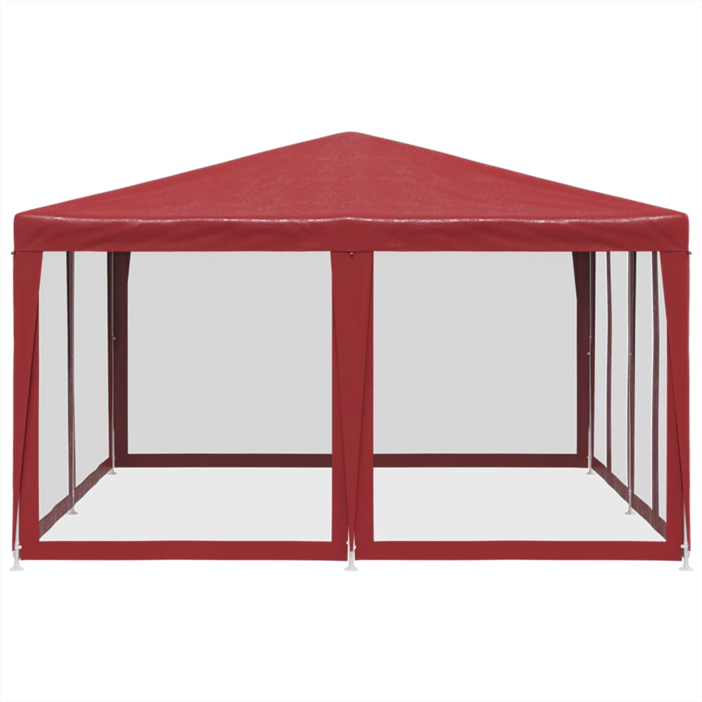 Tente de fête avec 8 panneaux latéraux grillagés rouge 4x4 m HDPE