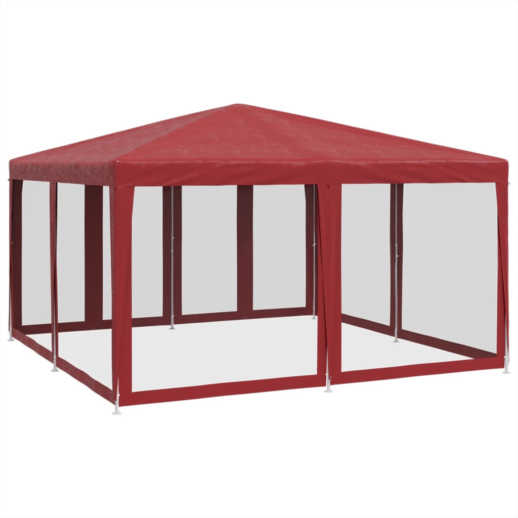 Tente de fête avec 8 panneaux latéraux grillagés rouge 4x4 m HDPE