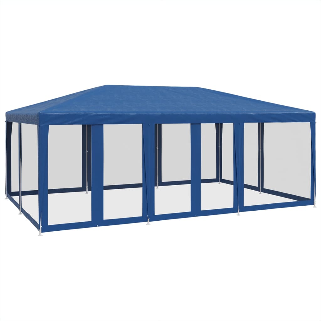 Tente de fête avec 10 panneaux latéraux en maille bleu 6x4 m HDPE