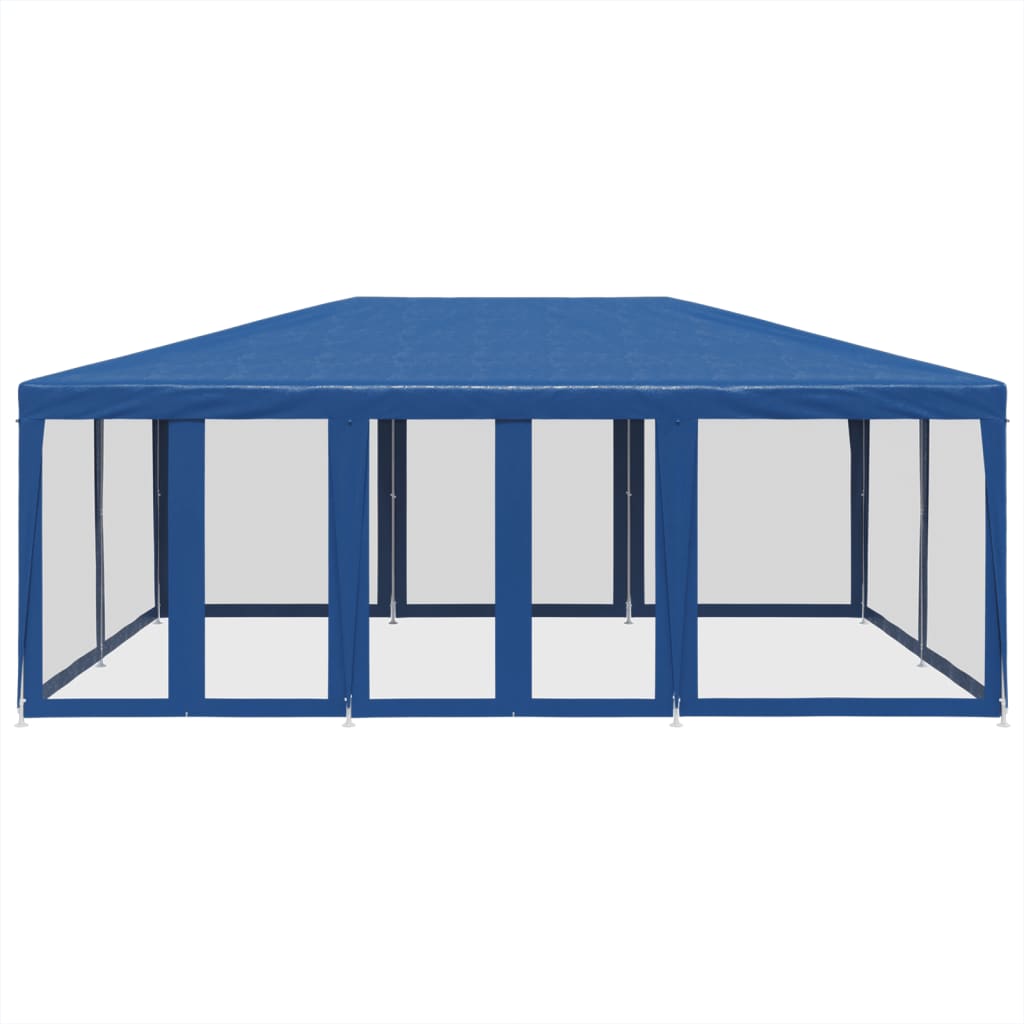 Tente de fête avec 10 panneaux latéraux en maille bleu 6x4 m HDPE