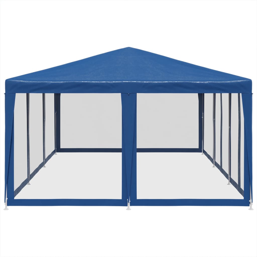 Tente de fête avec 10 panneaux latéraux en maille bleu 6x4 m HDPE