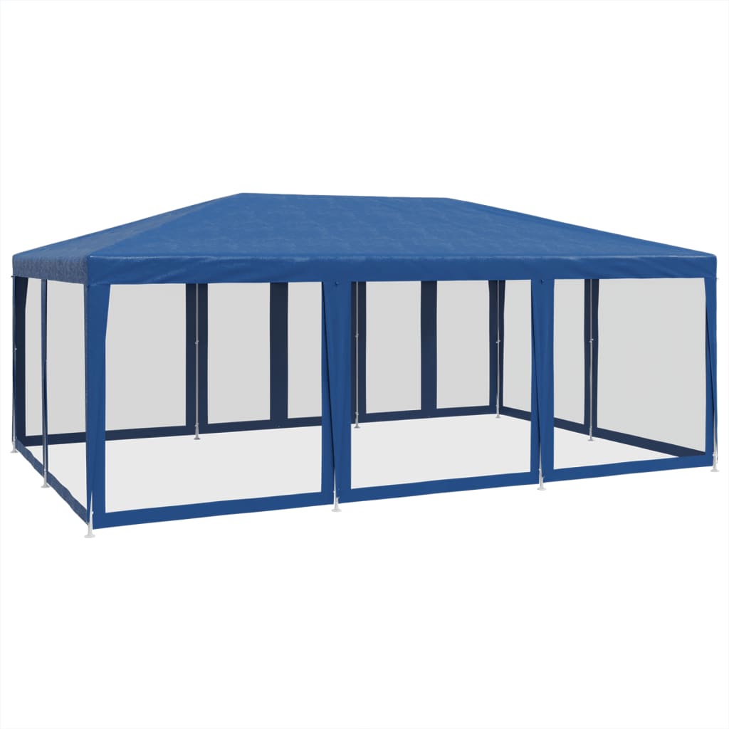 Tente de fête avec 10 panneaux latéraux en maille bleu 6x4 m HDPE