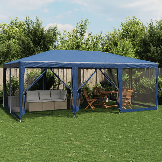 Tente de fête avec 10 panneaux latéraux en maille bleu 6x4 m HDPE