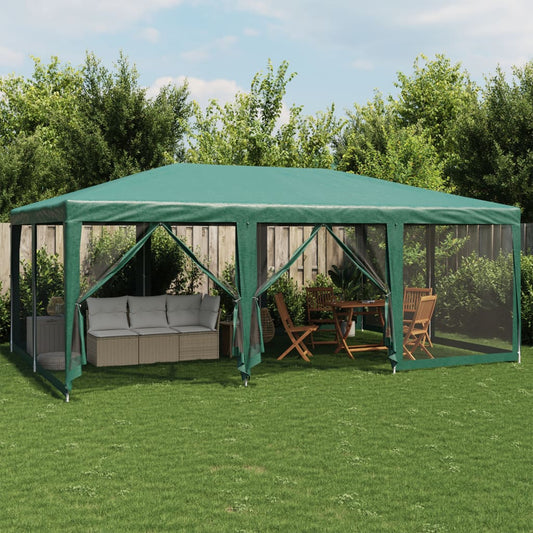 Tente de fête avec 10 panneaux latéraux en maille vert 6x4 m HDPE