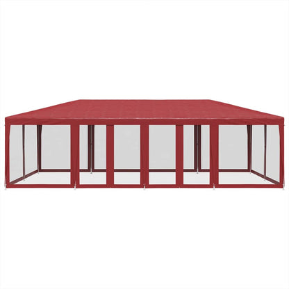 Partyzelt mit 12 Mesh-Seitenteilen Rot 8x4 m HDPE