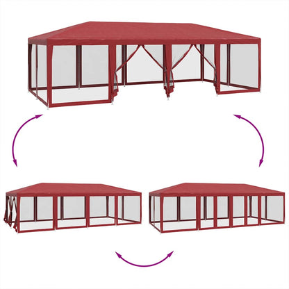 Partyzelt mit 12 Mesh-Seitenteilen Rot 8x4 m HDPE