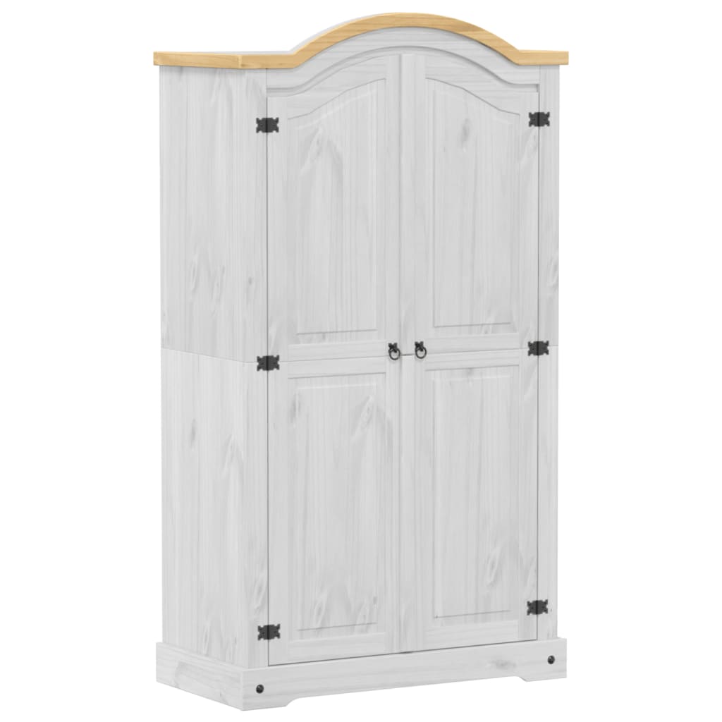 Armoire Corona Blanc 102x52x186 cm bois de pin massif