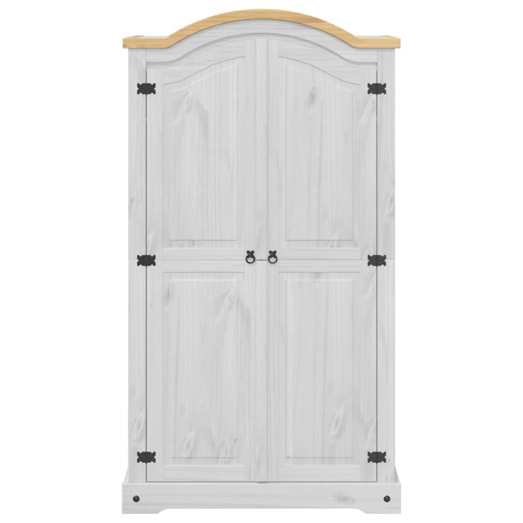 Armoire Corona Blanc 102x52x186 cm bois de pin massif