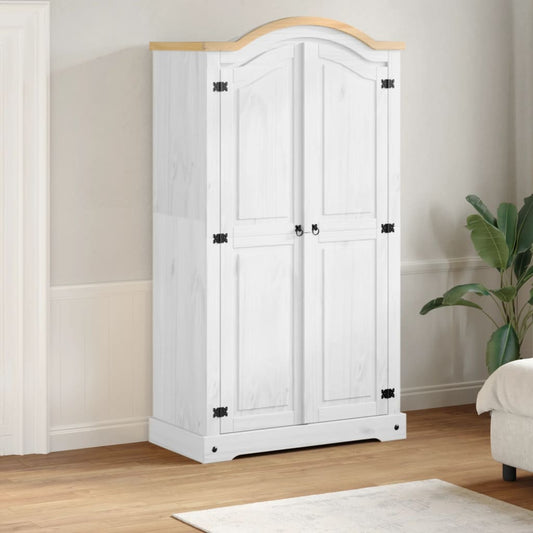 Armoire Corona Blanc 102x52x186 cm bois de pin massif