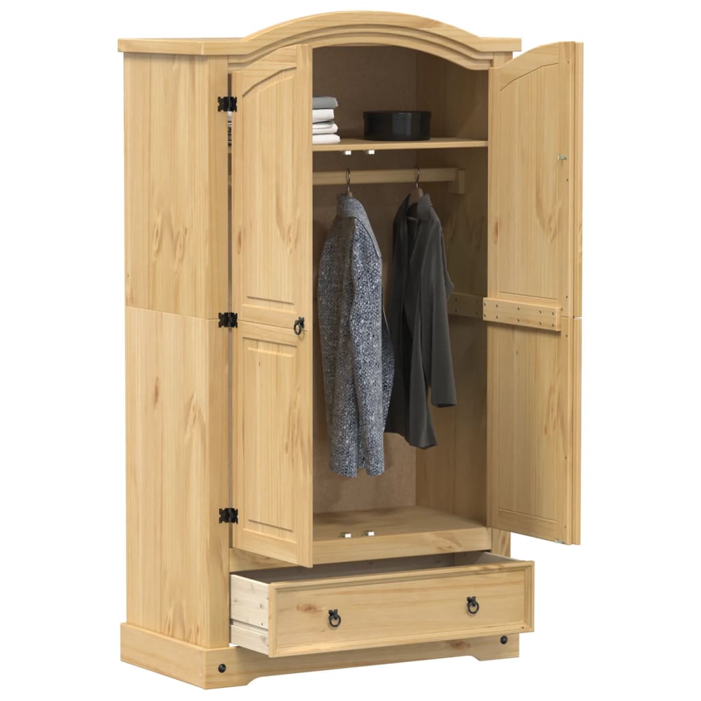 Armoire Corona 102x52x186 cm en bois de pin massif